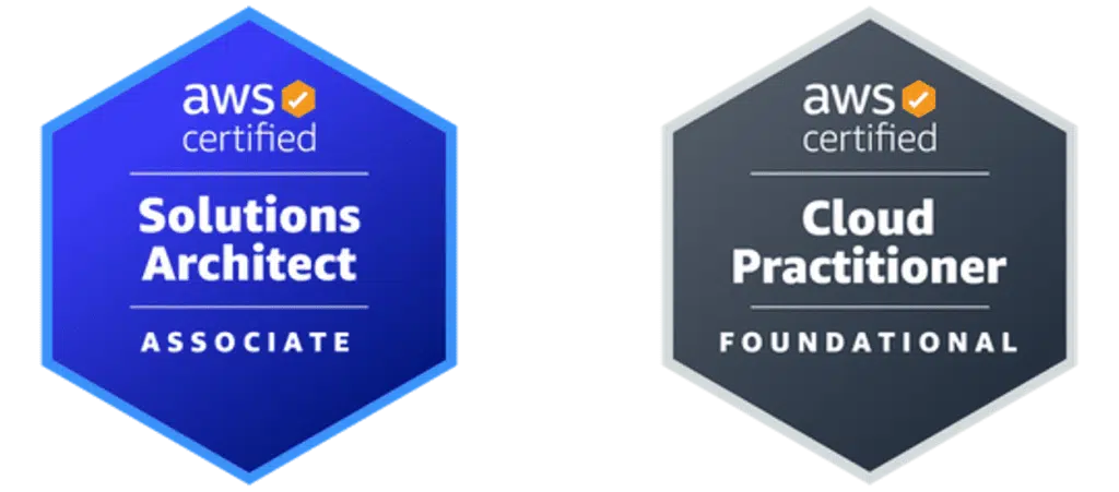 AWS Certified Solutions Architect – Associate ve AWS Certified Cloud Practitioner rozetleri